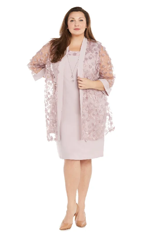 R&M Richards 1816W Plus Size Short 3D Floral Print Jacket Dress Chenille Jacket Brocade Jacket Lace Jacket