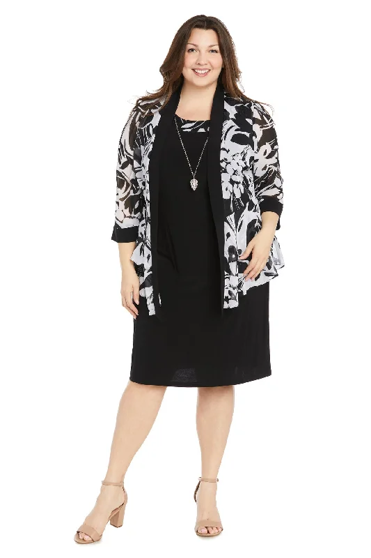 R&M Richards 1984W Short Plus Size Printed Jacket Dress Hoodie Zip-Up Jacket Button-Up Jacket