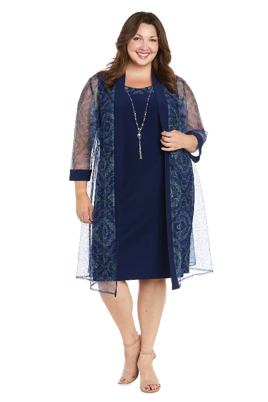 R&M Richards 3151W Short Sequin Jacket Mother of the Bride Plus Size Dress Zip Front Button Front Snap Front