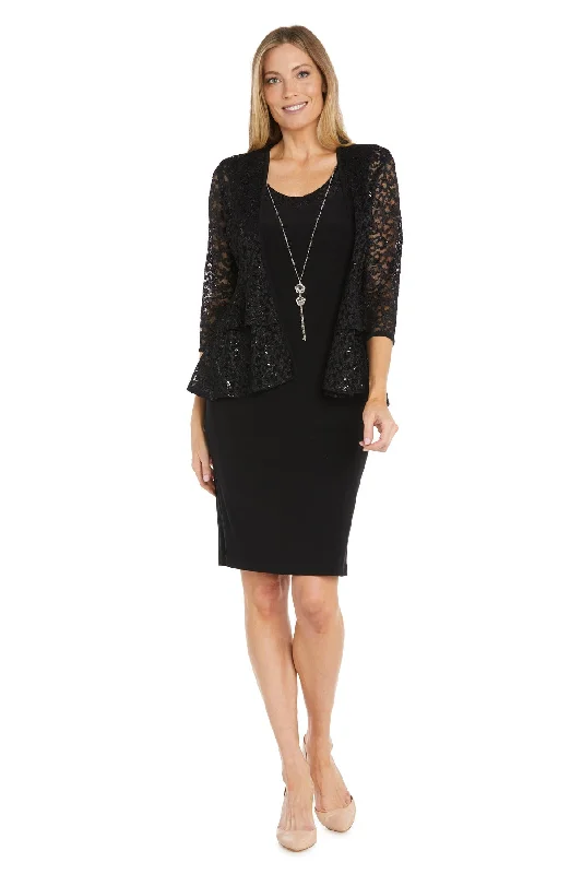 R&M Richards 6145 Short Mother of the Bride Jacket Dress Lace Jacket Ribbed Jacket Sequined Jacket