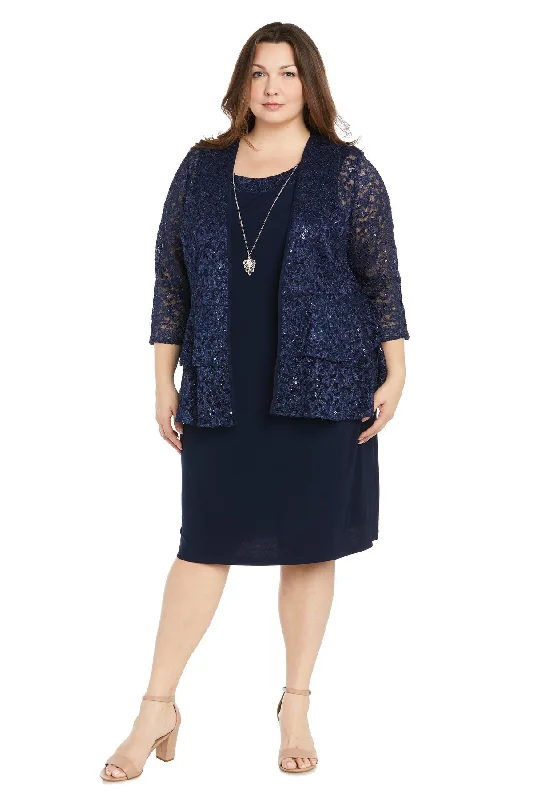 R&M Richards 6145W Plus Size Short Sequin Jacket Dress Chenille Fabric Brocade Fabric Lace Fabric