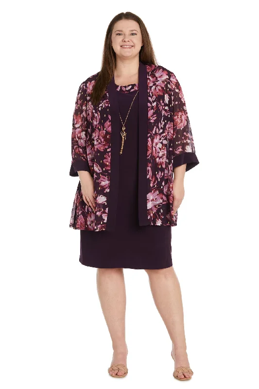 R&M Richards 9646W Short Printed Floral Jacket Mother of the Bride Dress Trench Coat Raincoat Waterproof Jacket