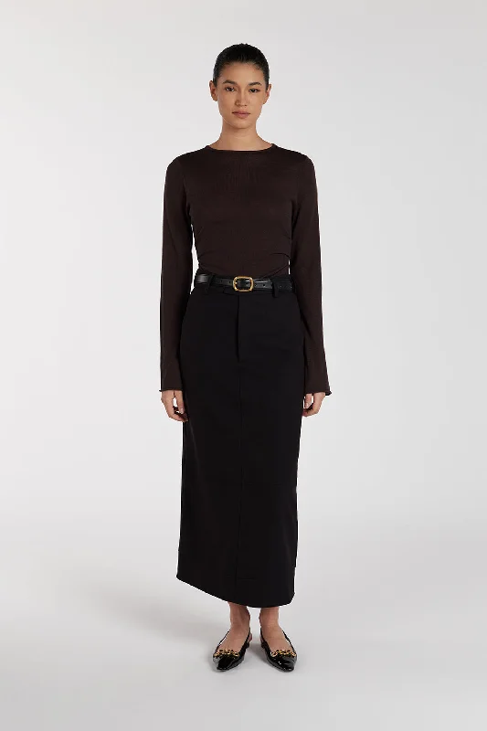 JAC BLACK MIDI SKIRT linen skirt breathable