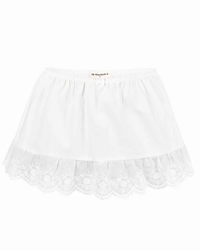 Lace Mini Skirt - White leather skirt durable