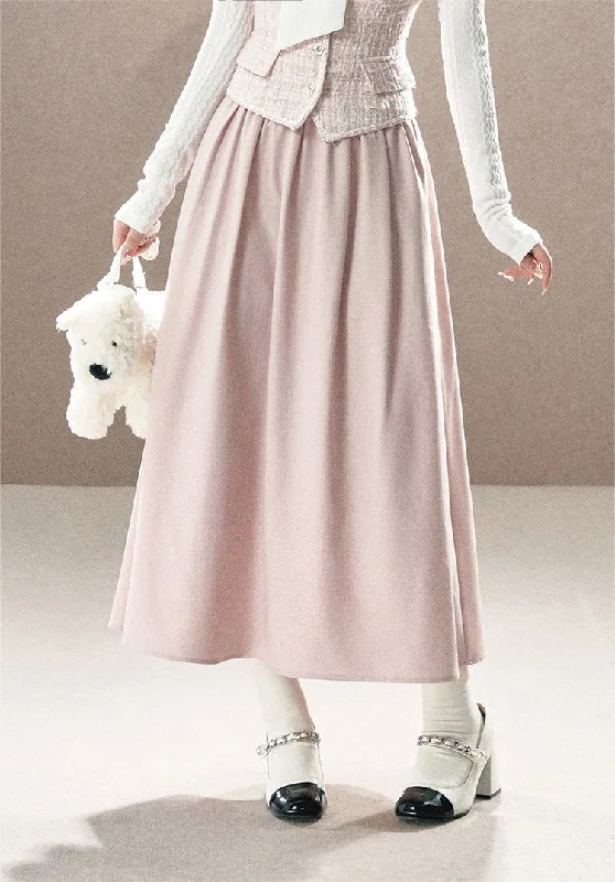 Pleated Midi Swing Skirt cashmere skirt fine