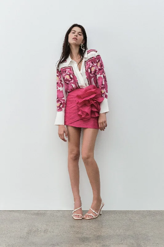 Potion Spiral Mini Skirt silk skirt lustrous