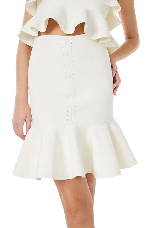 Ruffle Knit Mini Skirt denim skirt trendy