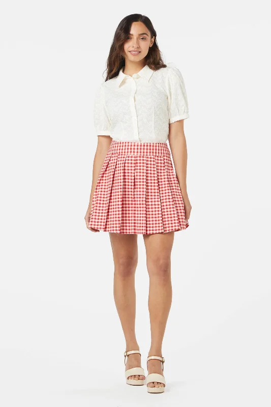 Callie Check Skirt linen skirt natural