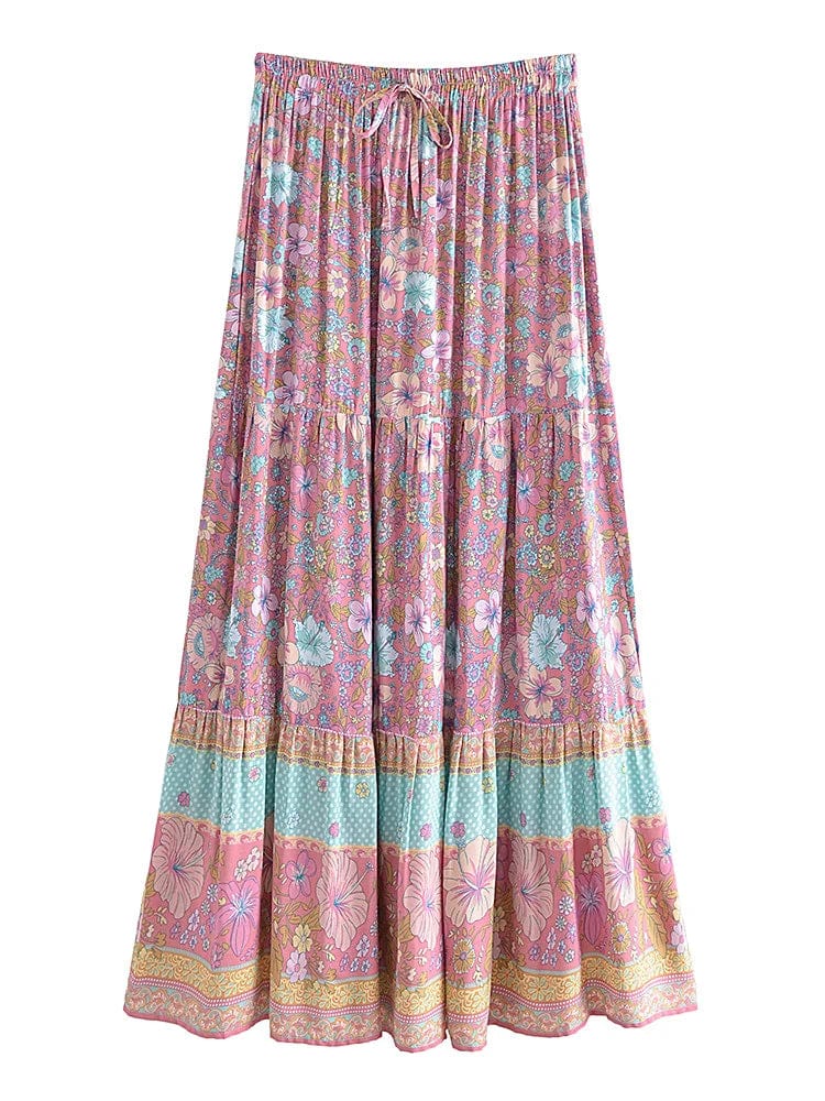 CLOVER Midi Skirt - Pink wool skirt warm