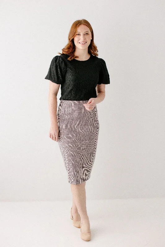 'Corryn' Houndstooth Pencil Skirt FINAL SALE asymmetrical skirt cut