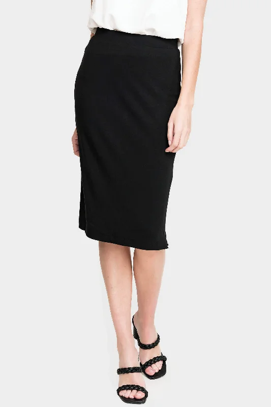 Essential Zippered Side Slit Ponte Skirt spandex blend skirt