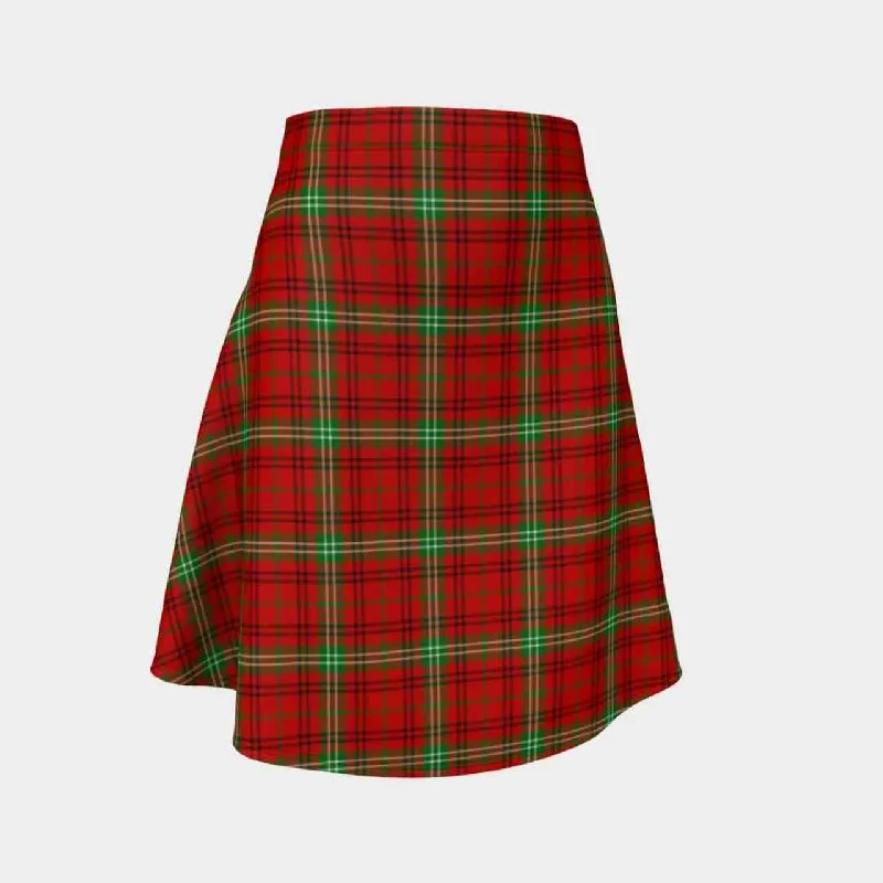 Morrison Red Modern Tartan Flared Skirt elastic waist skirt