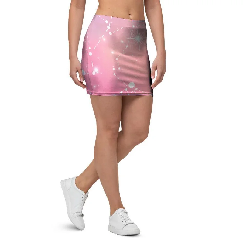 Pink Galaxy Stardust Mini Skirt relaxed fit skirt